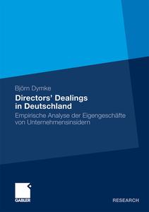 Directors' Dealings in Deutschland di Björn M. Dymke edito da Gabler, Betriebswirt.-Vlg