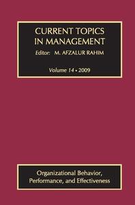 Current Topics in Management di M. AFZALUR RAHIM edito da Taylor & Francis Ltd