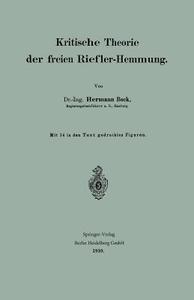 Kritische Theorie der freien Riefler-Hemmung di Hermann Bock edito da Springer Berlin Heidelberg