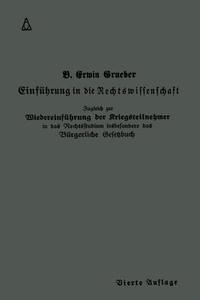 Einführung in die Rechtswissenschaft di Bernhard Erwin Grueber edito da Springer Berlin Heidelberg