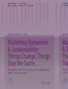 Marketing Dynamism & Sustainability: Things Change, Things Stay the Same... edito da Springer-Verlag GmbH