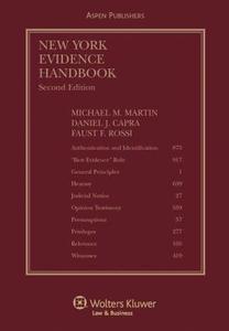 New York Evidence Handbook, Second Edition di Michael M. Martin, Daniel J. Capra edito da Aspen Publishers